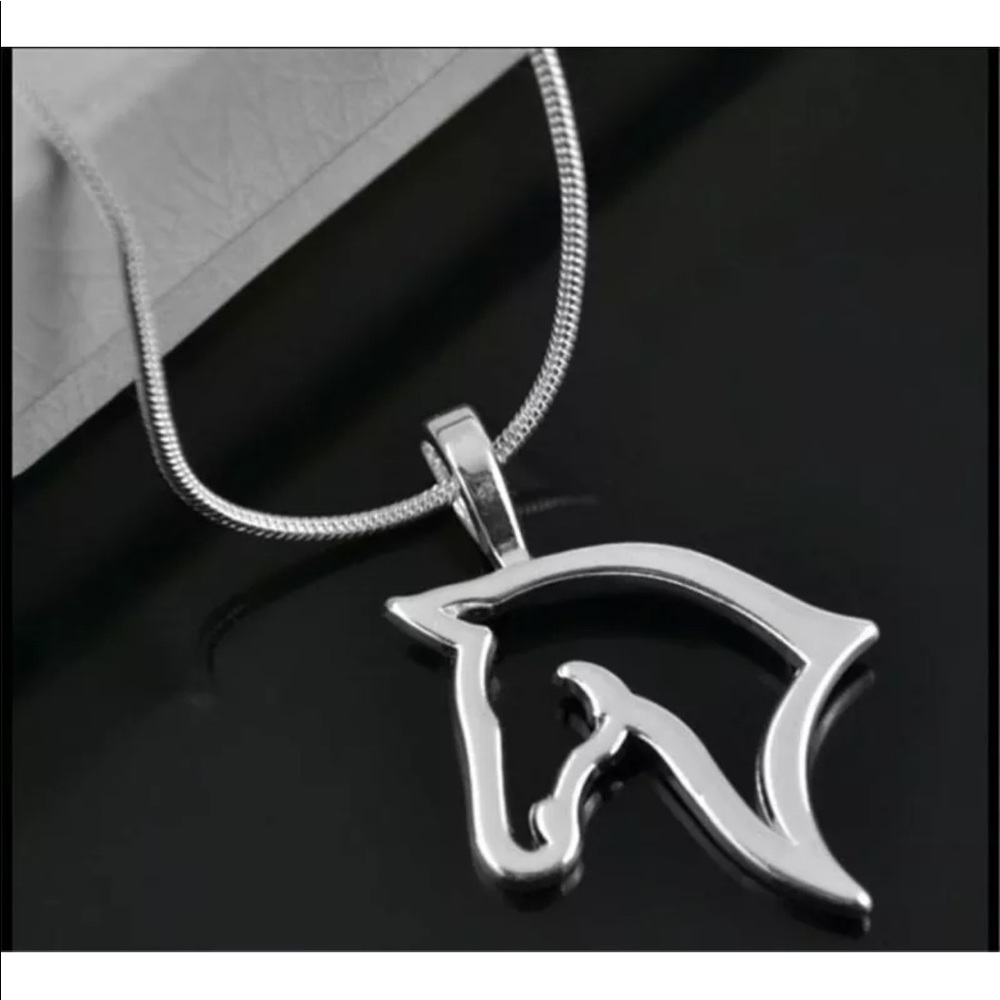 Silver Plated Charm Alloy horse Pendant Necklace - Picture 5 of 5